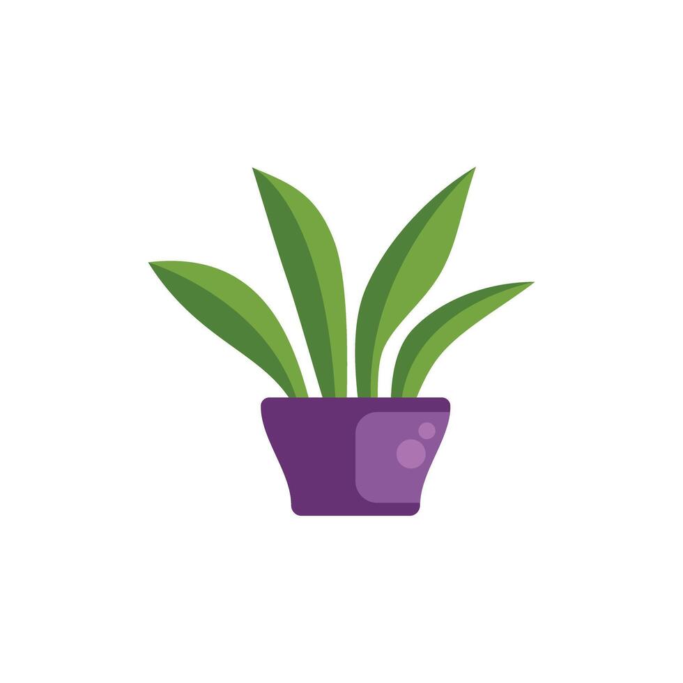 Green plant growing in purple pot on white background vector