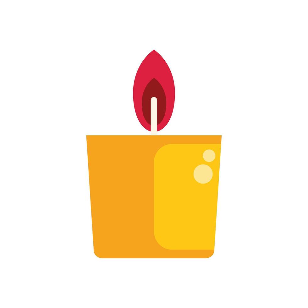 Burning aromatic candle providing light and relaxation vector