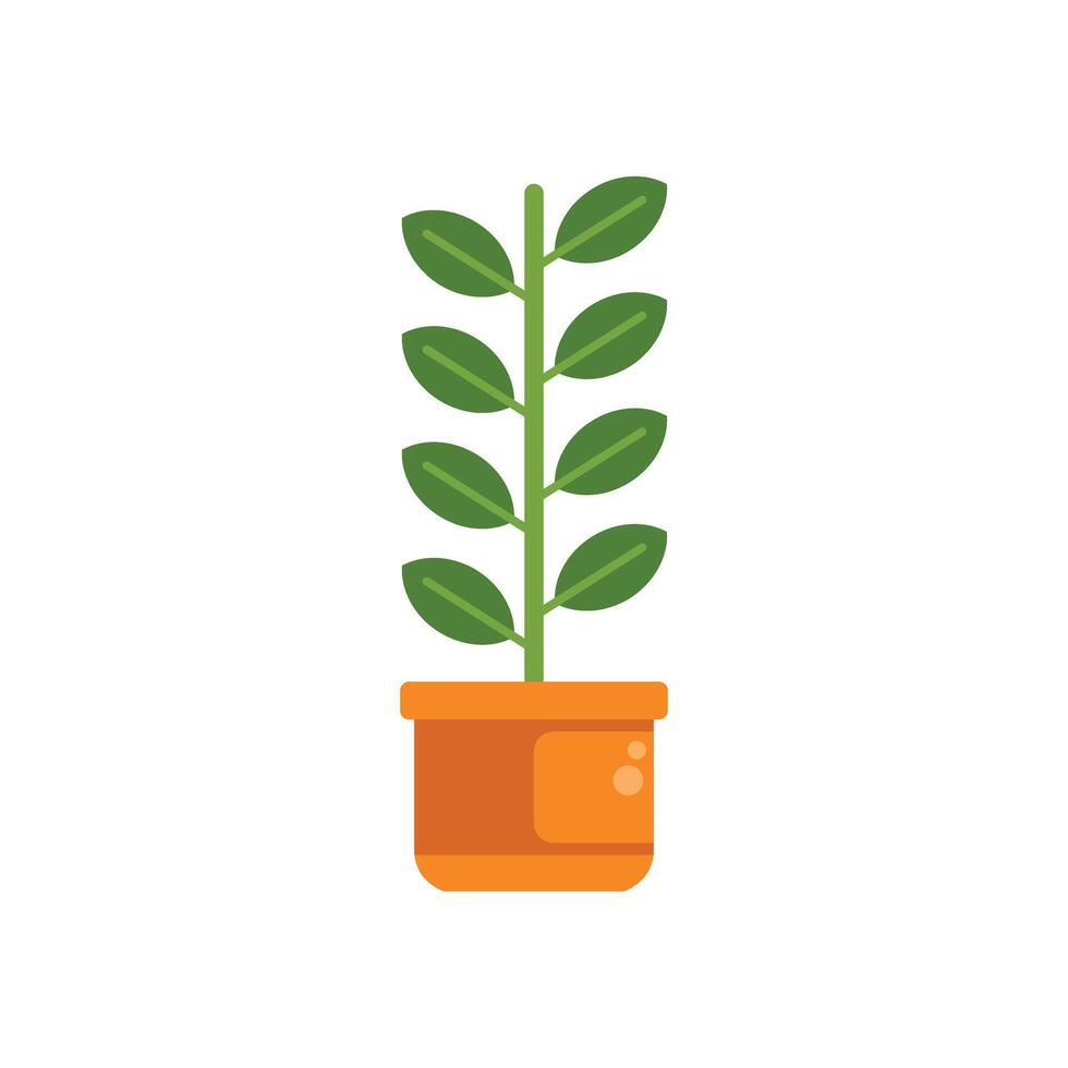 Small plant growing in a pot, botany and gardening illustration vector