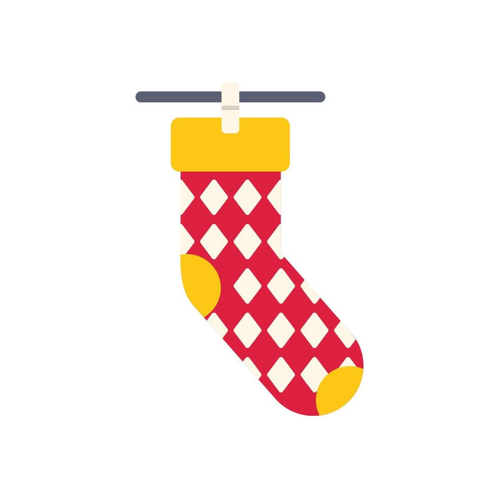 Christmas stocking hanging, waiting for presents on white background vector