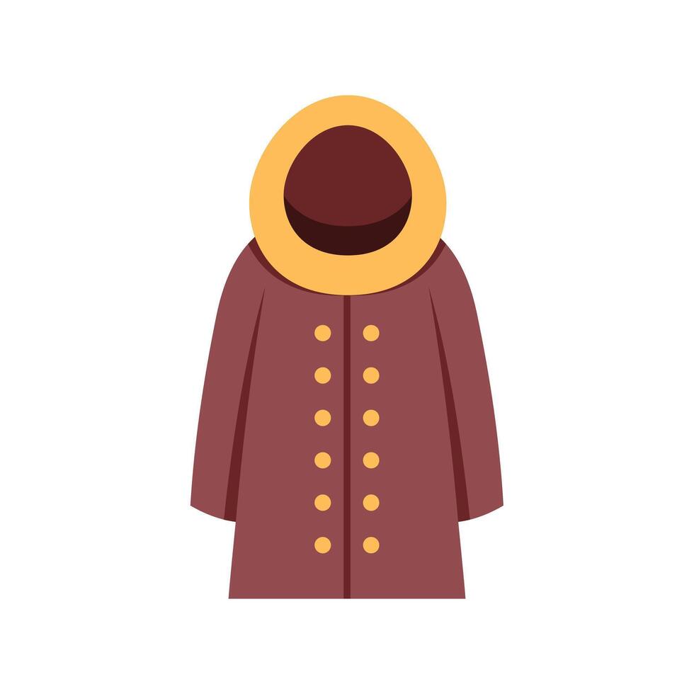 Winter coat protecting from cold weather with hood and buttons vector