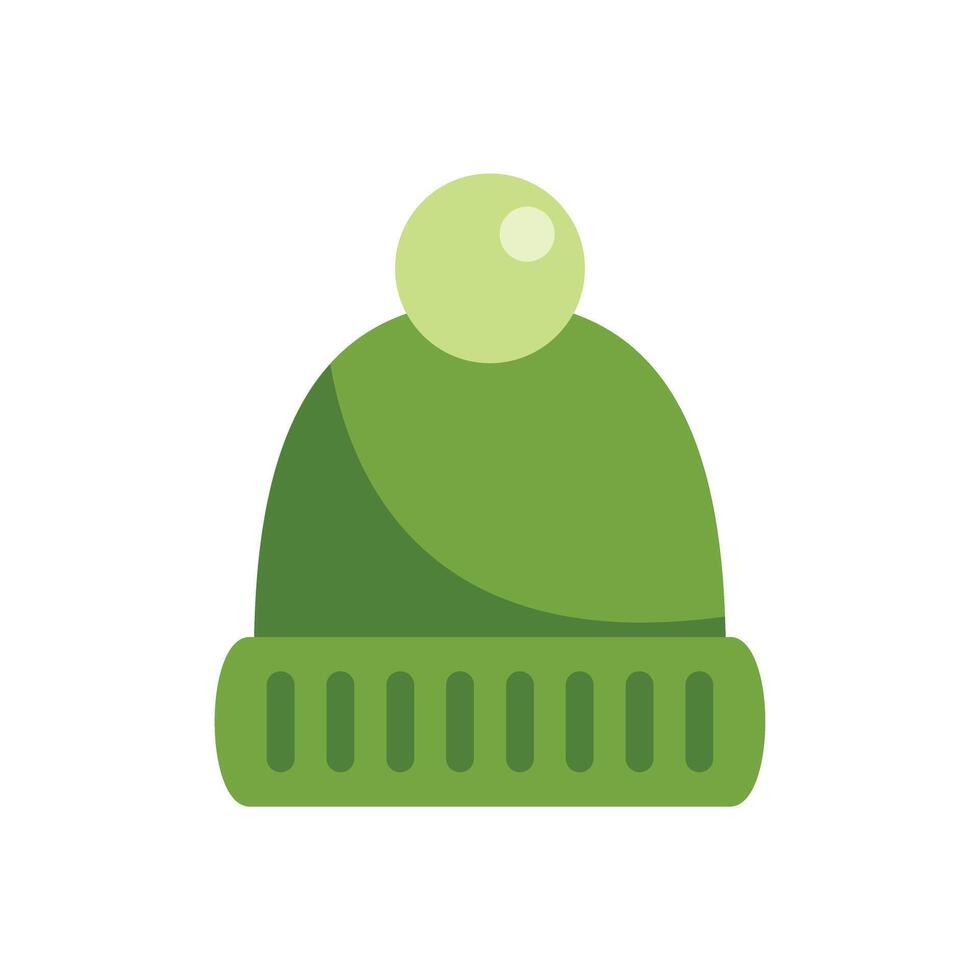 Green winter beanie protecting from cold weather vector
