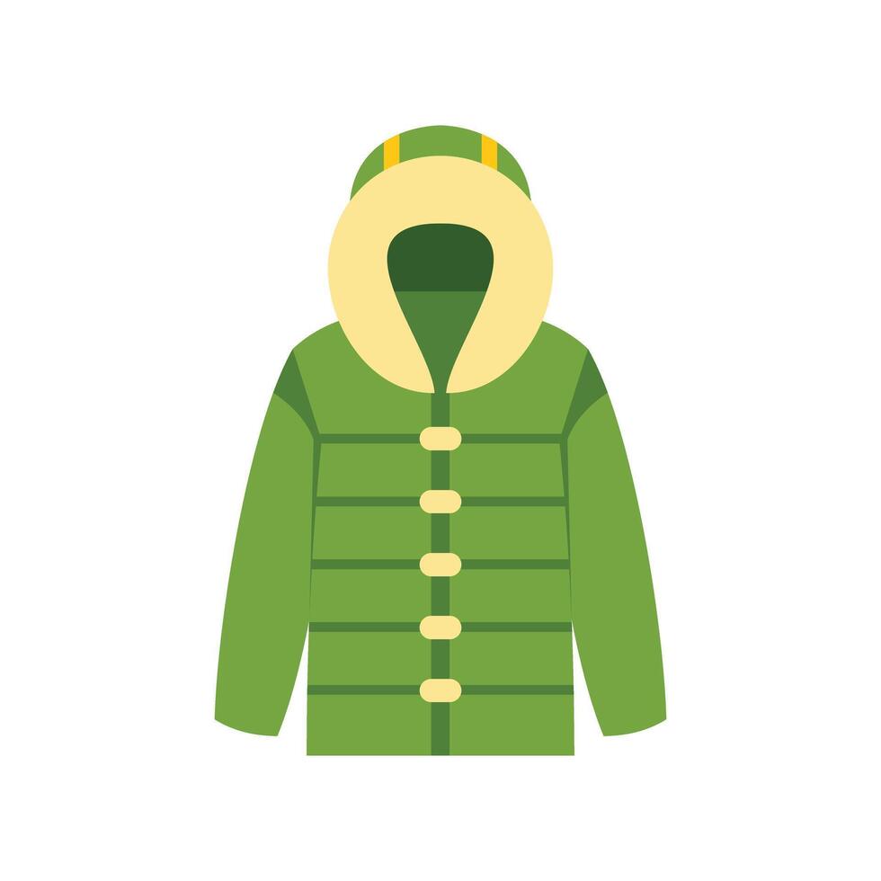 Warm green winter jacket protecting from cold weather vector