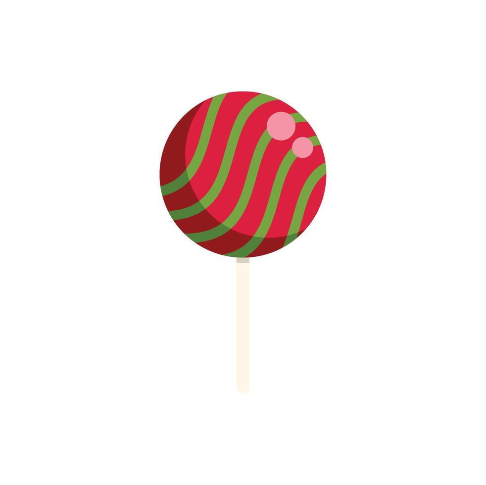 Round red and green swirl lollipop on white background vector