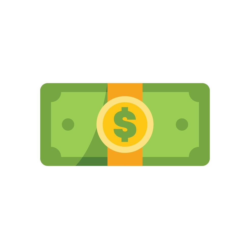 Stack of cash wrapped with gold ribbon showing dollar sign illustrating savings vector