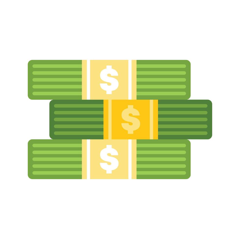 Stack of green dollar bills showing wealth and savings vector