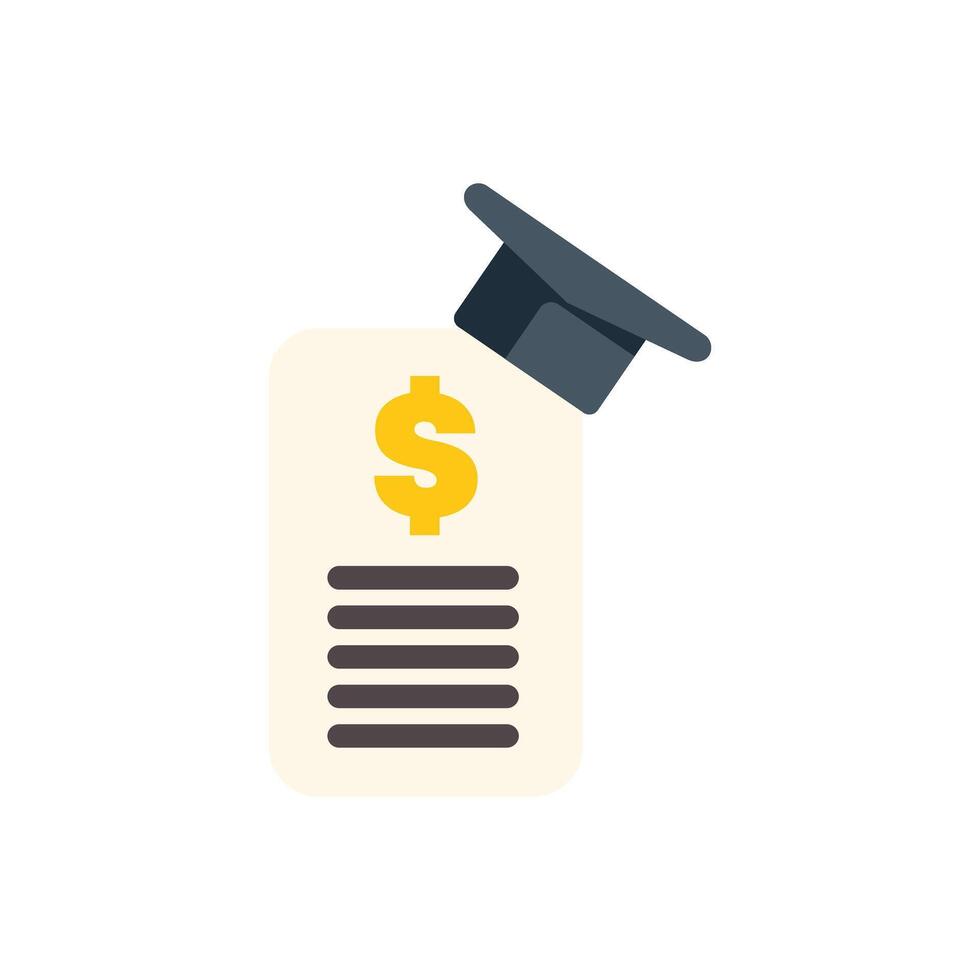Graduation costs and tuition fees for university education icon vector