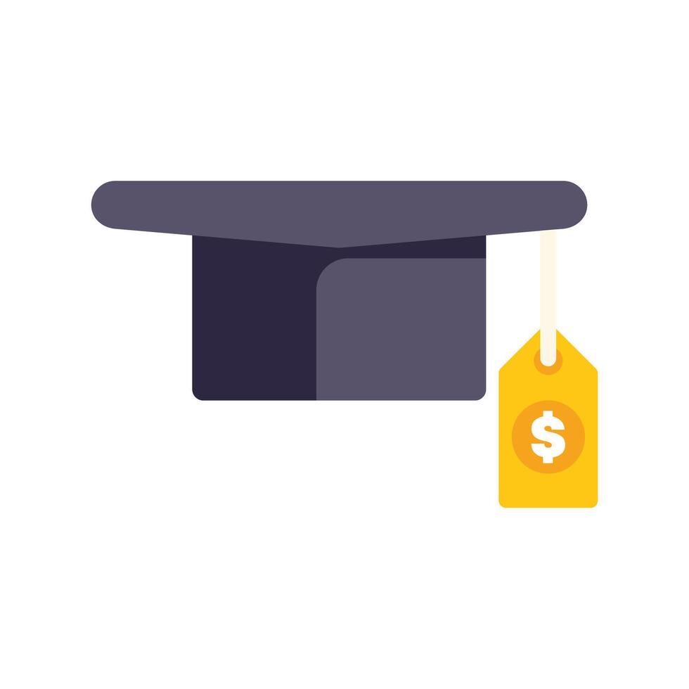 Graduation hat with price tag representing education costs vector