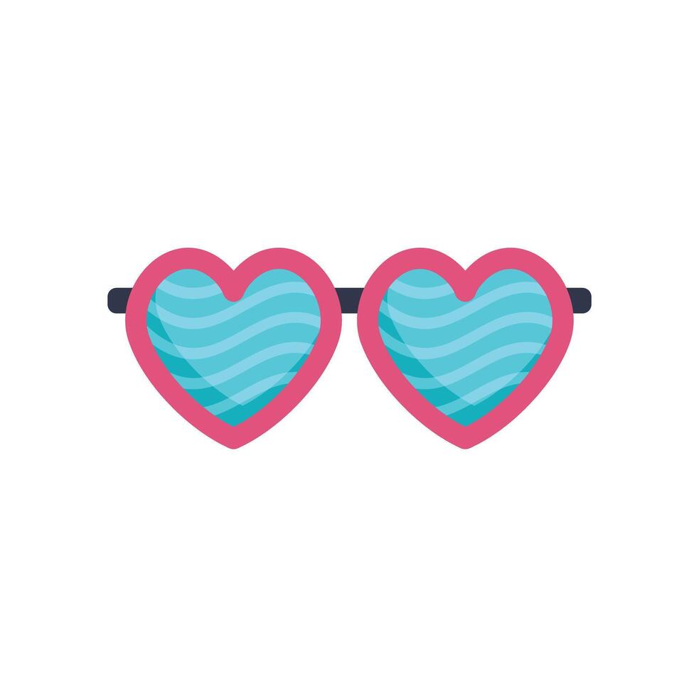 Heart shaped sunglasses showing wavy blue lenses and pink frame vector
