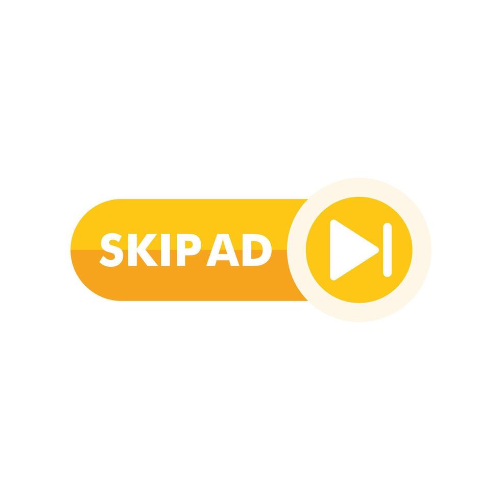 Skip ad button showing time passing and progressing forward vector