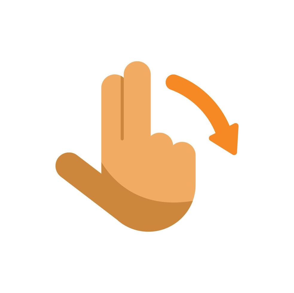 Hand gesturing vertical scroll down with two fingers on touchscreen vector