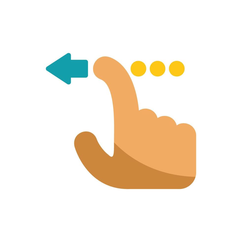 Index finger swiping left on touchscreen with three dots indicating motion vector