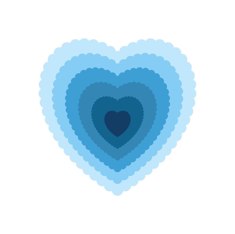 Blue layered scalloped valentine hearts creating a romantic symbol of love vector