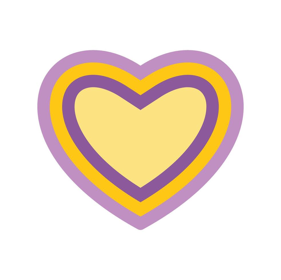Purple and yellow layered heart showing love and affection vector