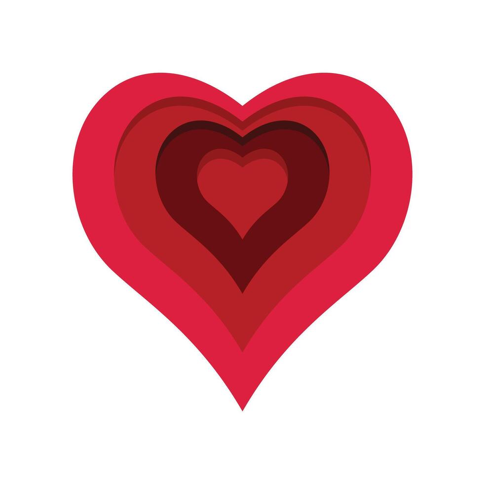 Red layered paper cut heart showing love and romance vector