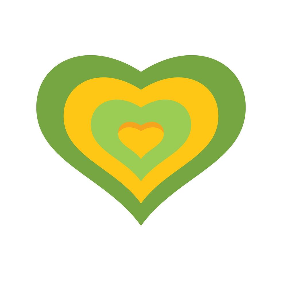Green and yellow concentric hearts creating a target effect vector