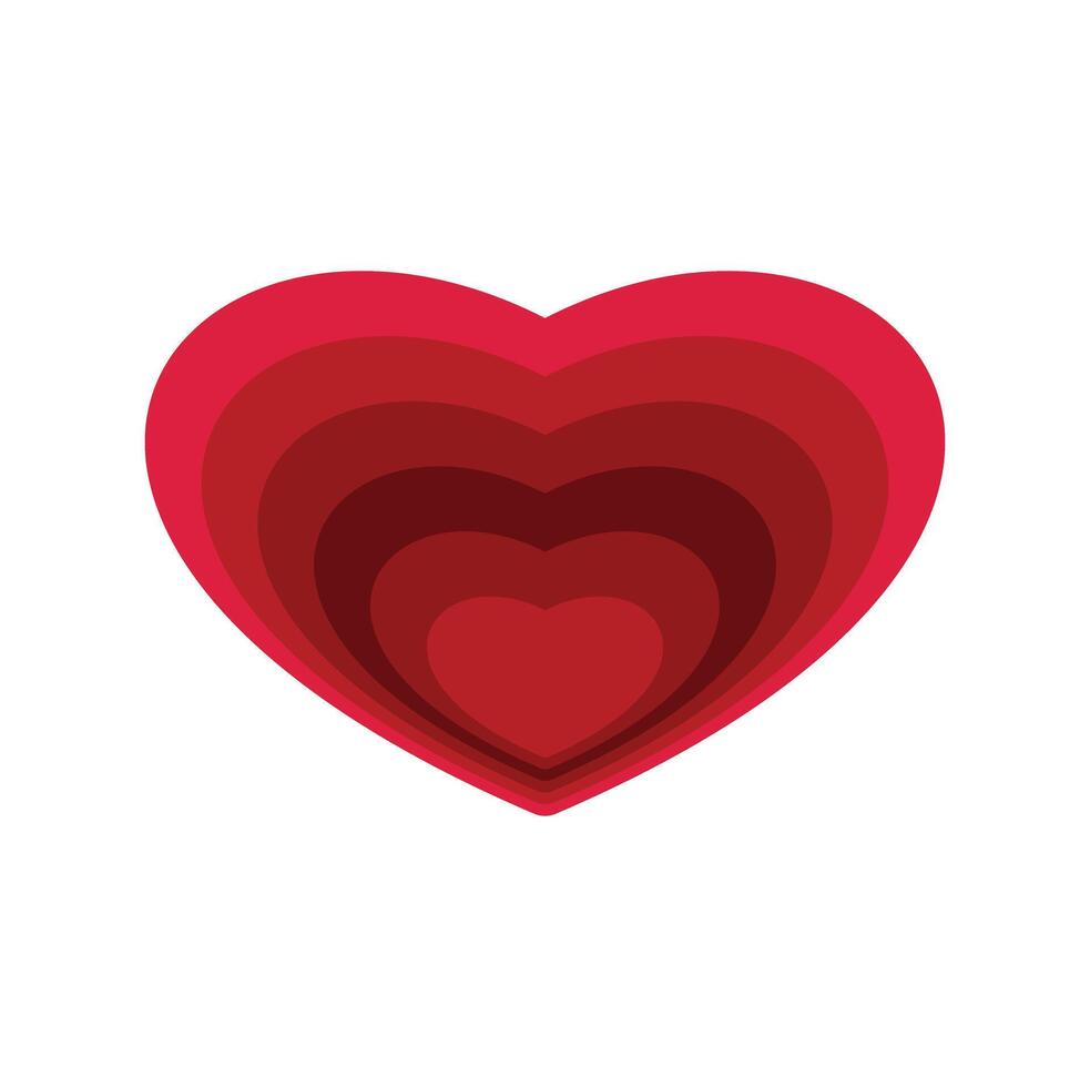 Red layered heart showing love and affection vector