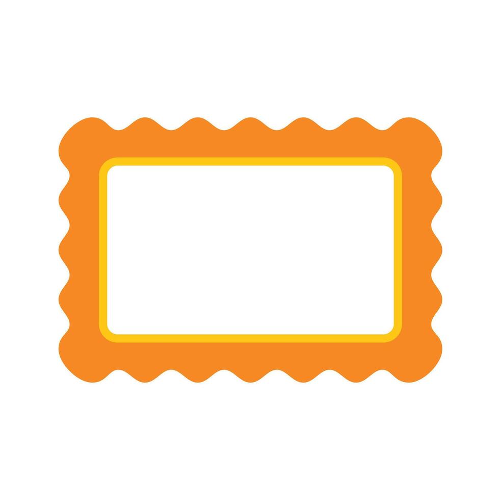 Orange wavy rectangular frame with yellow border on white background vector