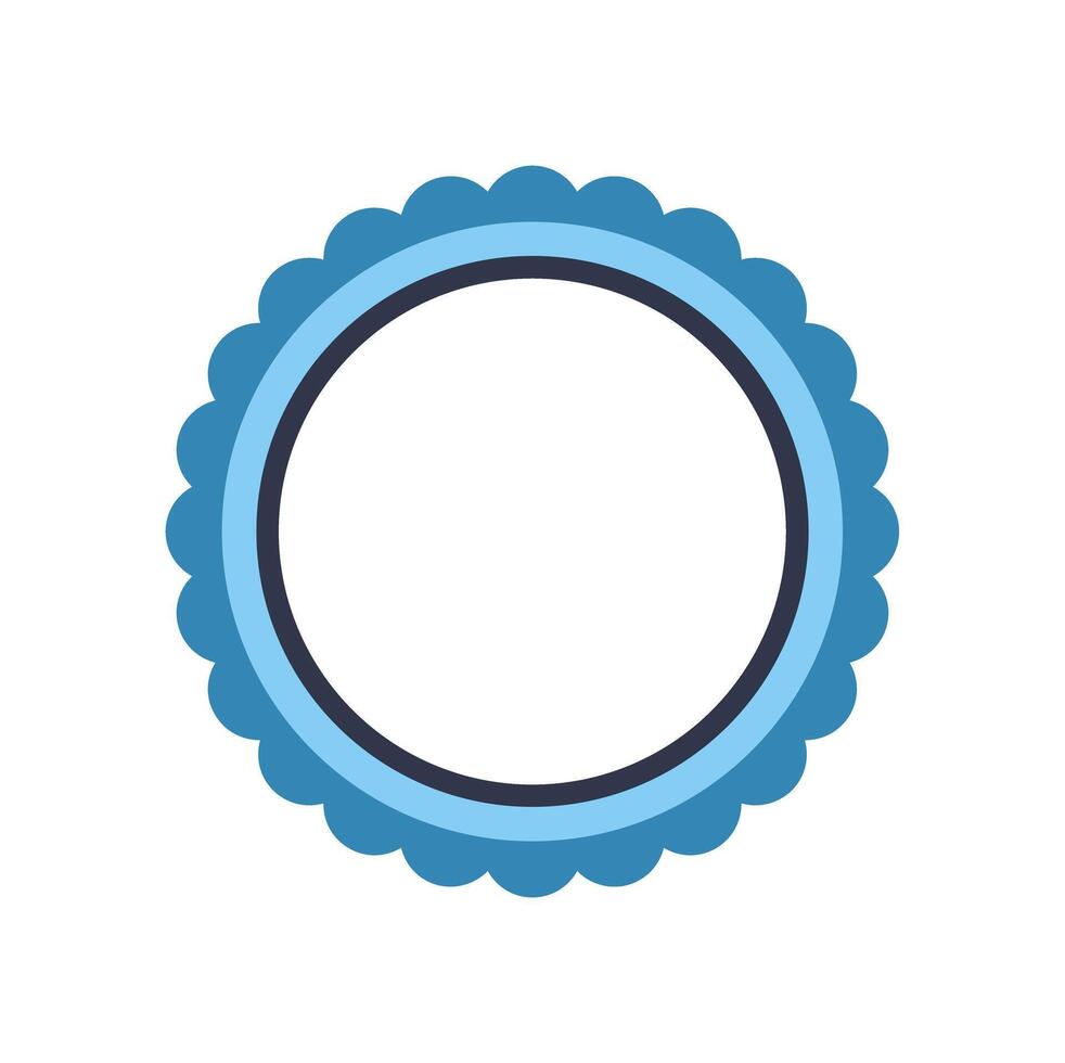Blue empty circular scalloped frame with copy space vector