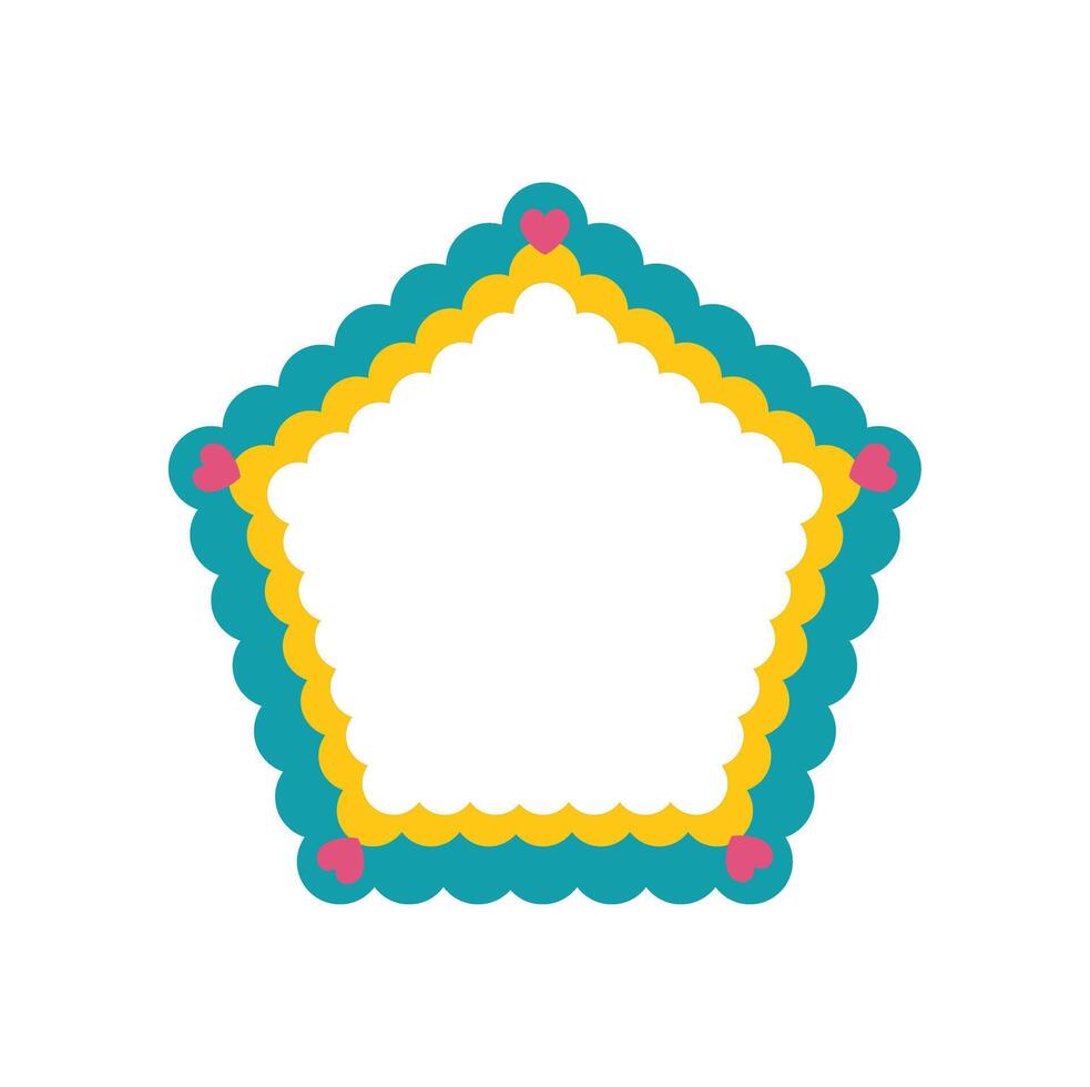 Decorative frame with scalloped edges and hearts for valentine's day vector