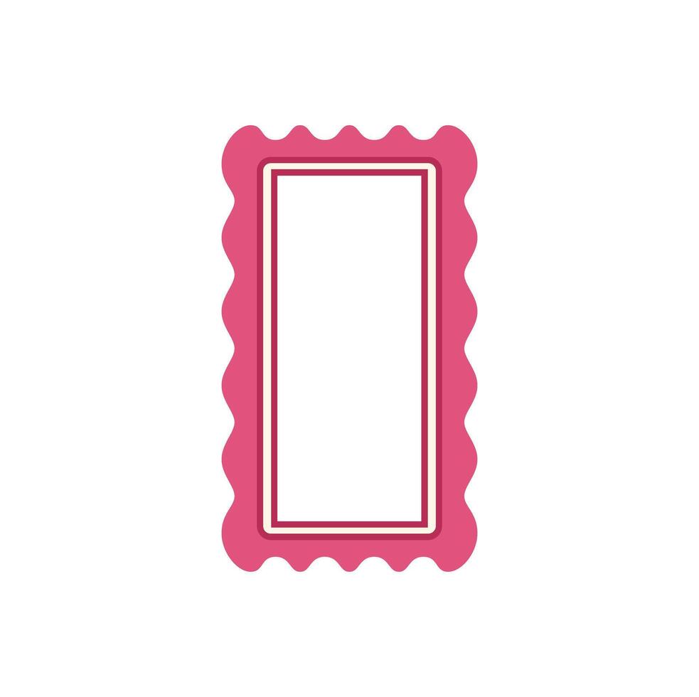 Pink wavy blank postage stamp template with empty space vector