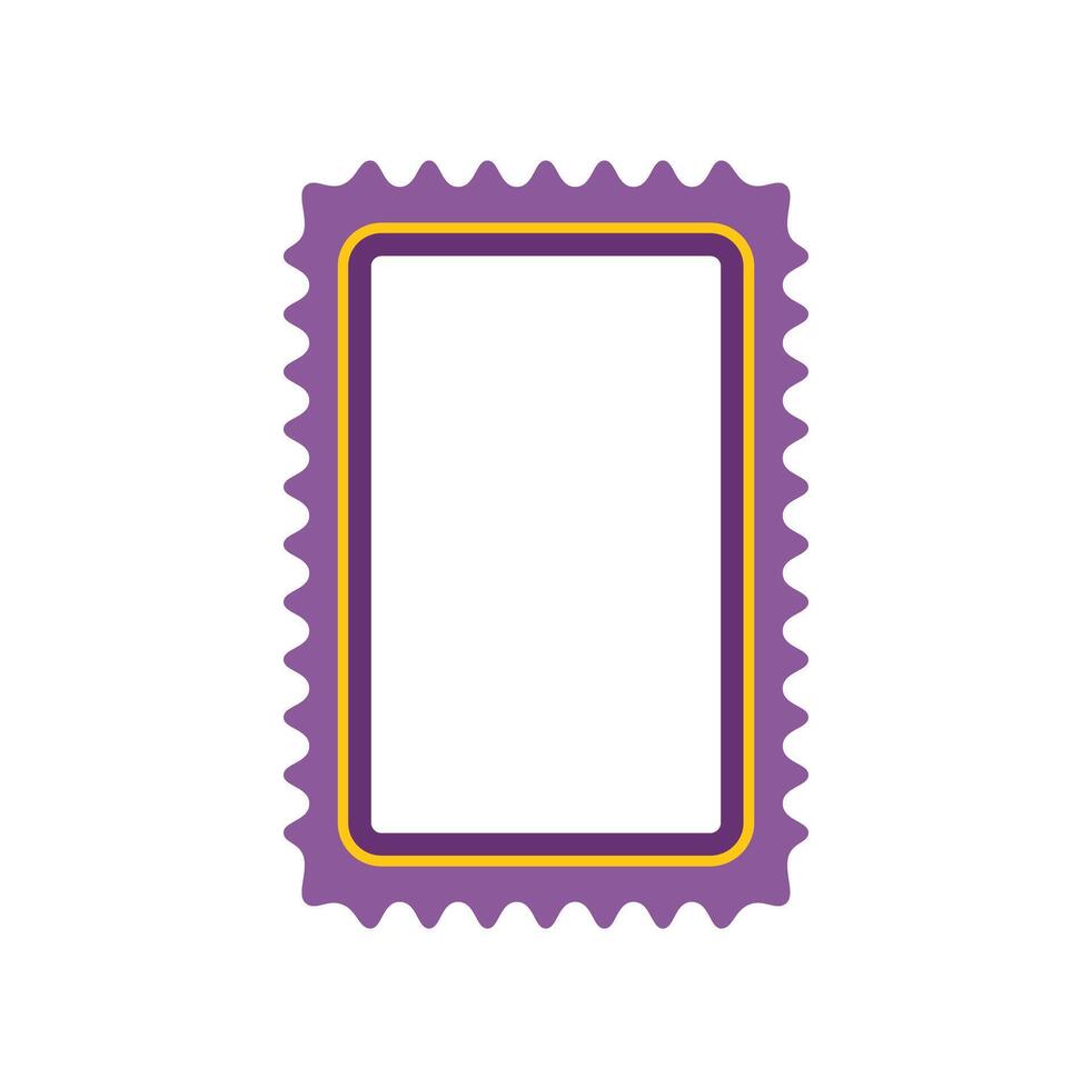 Blank rectangular postage stamp with purple wavy border vector