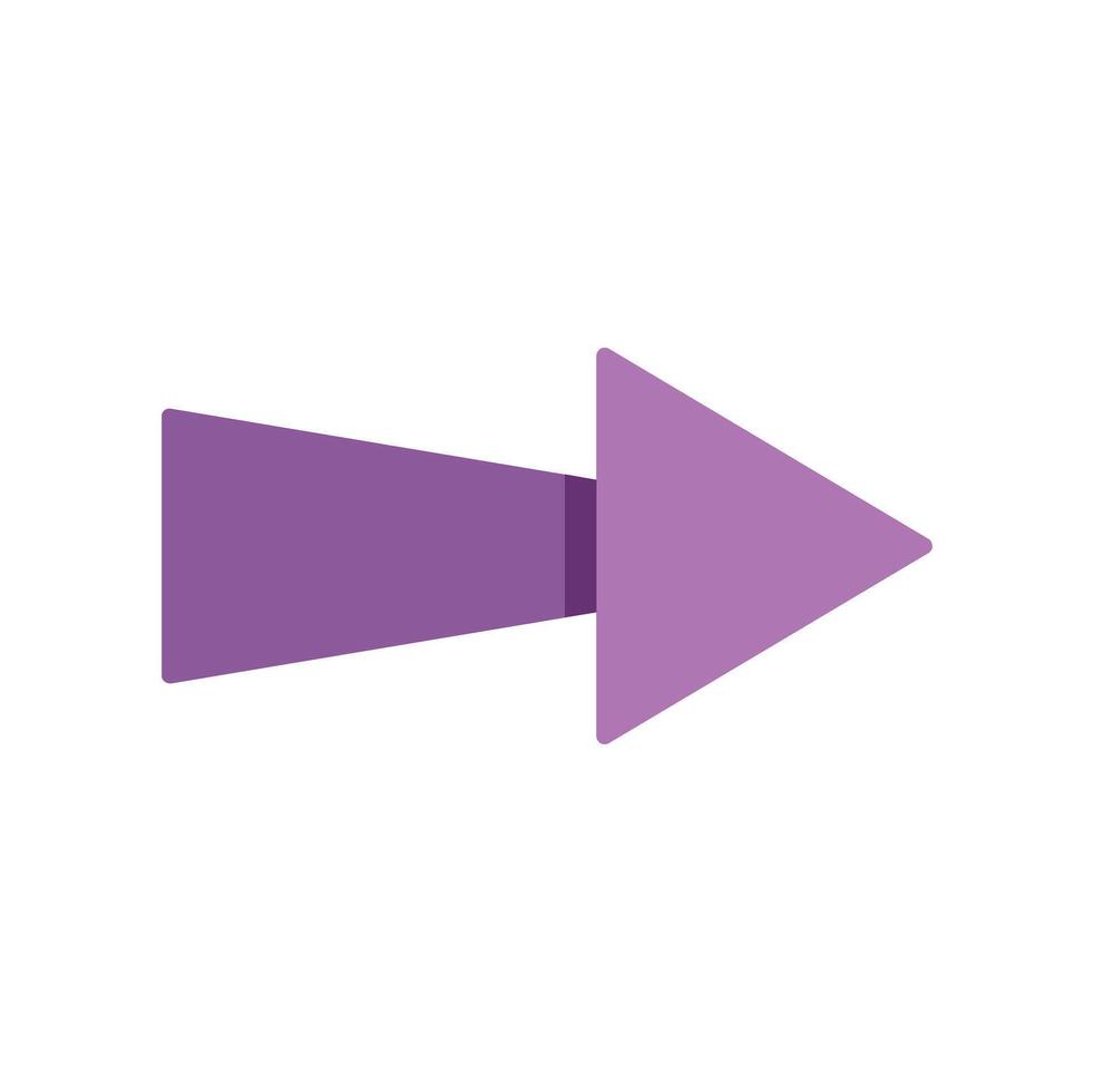 Purple arrow pointing right symbol of direction and navigation vector