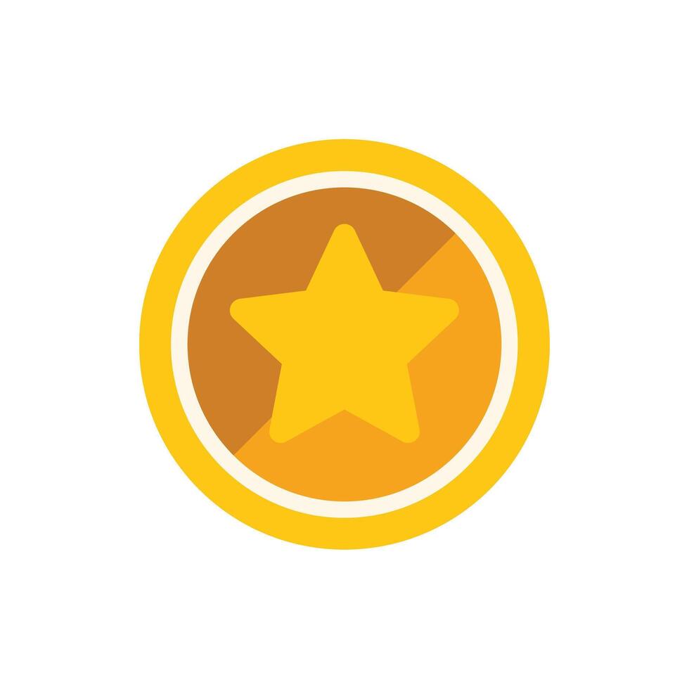 Golden coin showing a star representing quality and success vector
