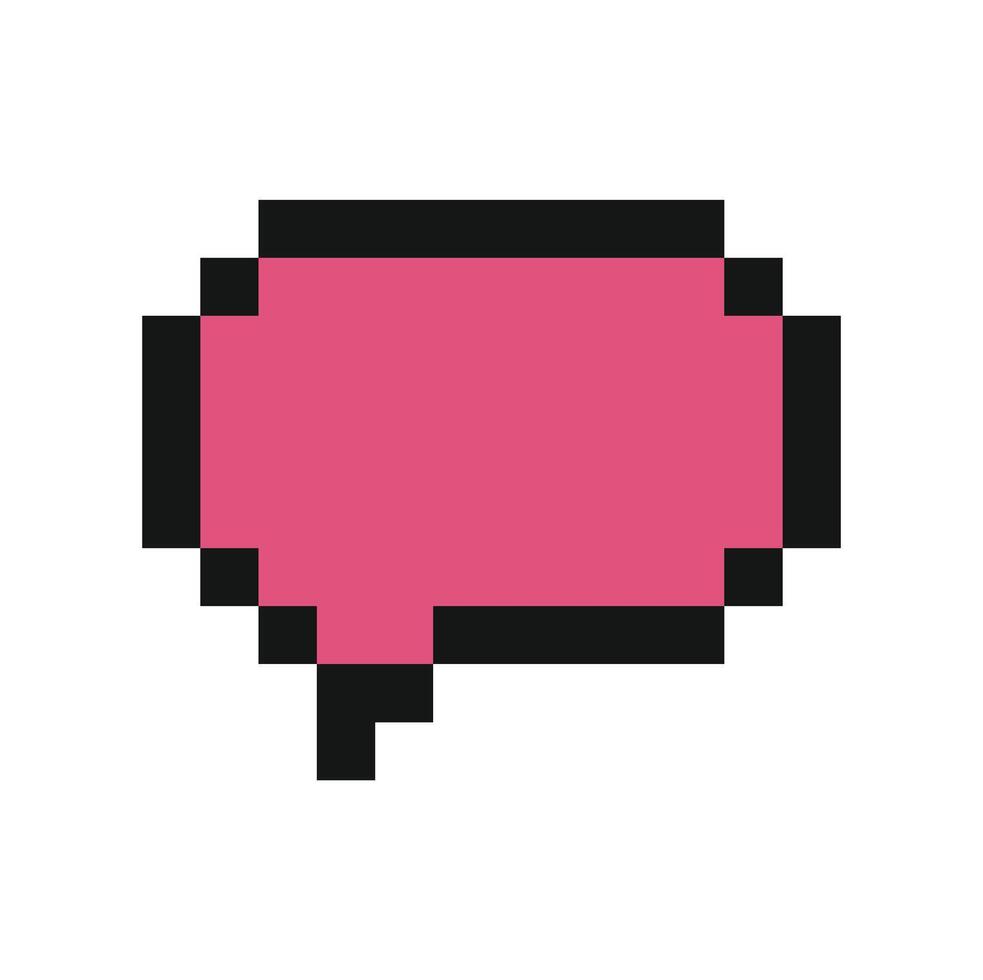 Pixelated pink speech bubble communicating a message vector