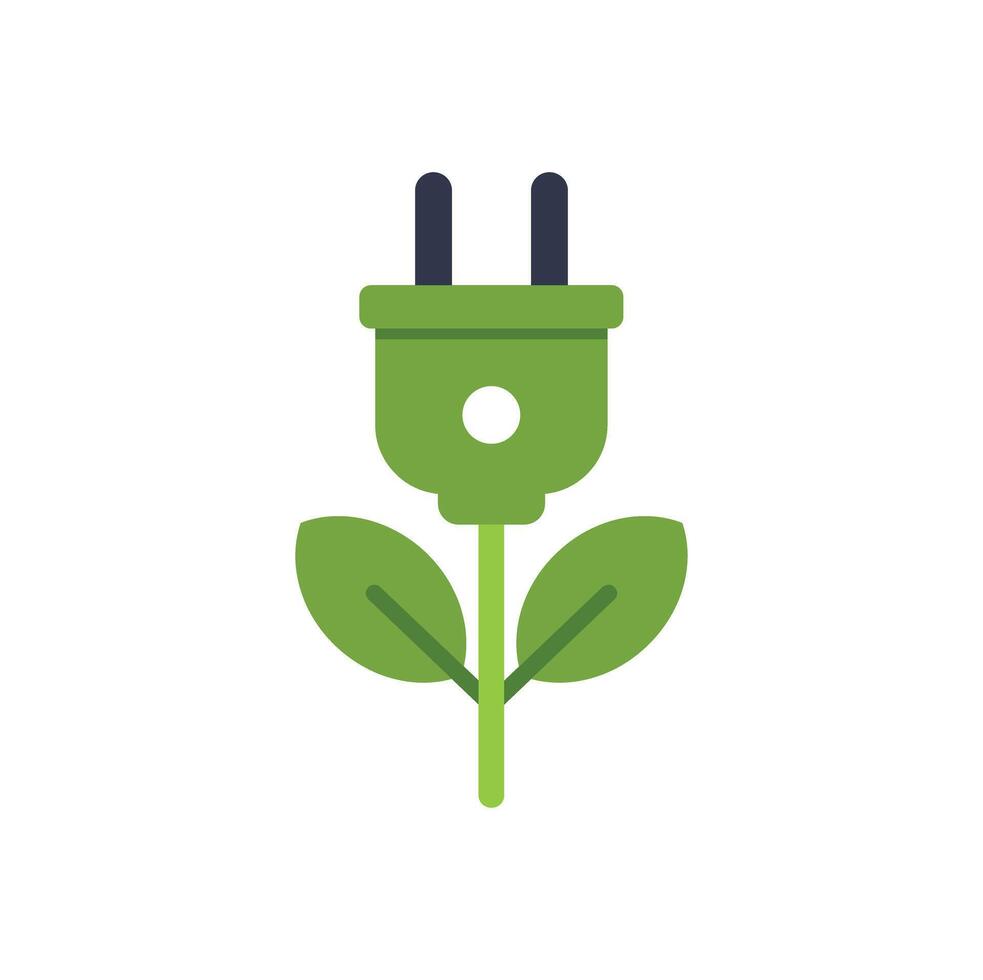 Green energy plug growing from plant stem symbolizing renewable power vector