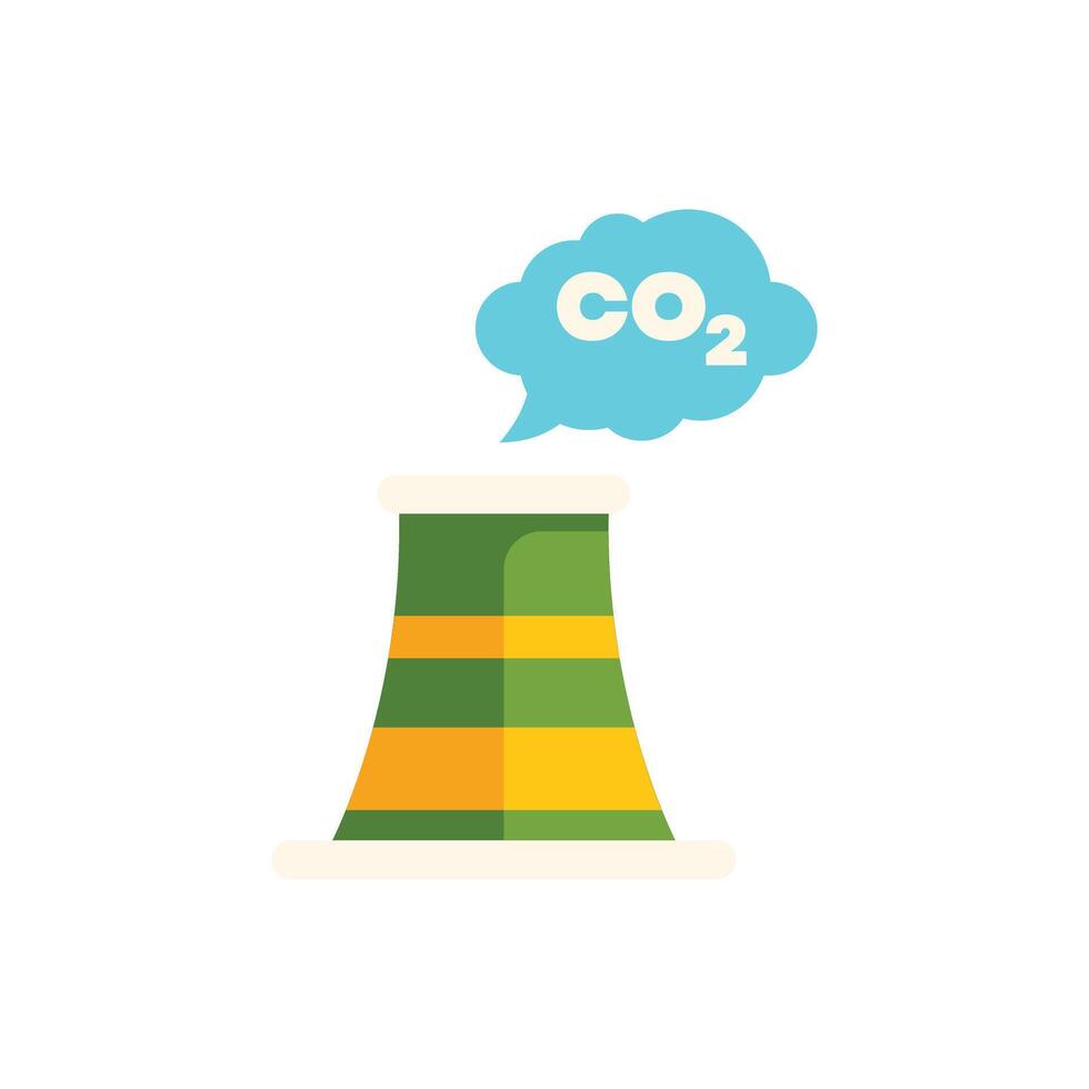 Industrial chimney emitting carbon dioxide pollution into atmosphere vector