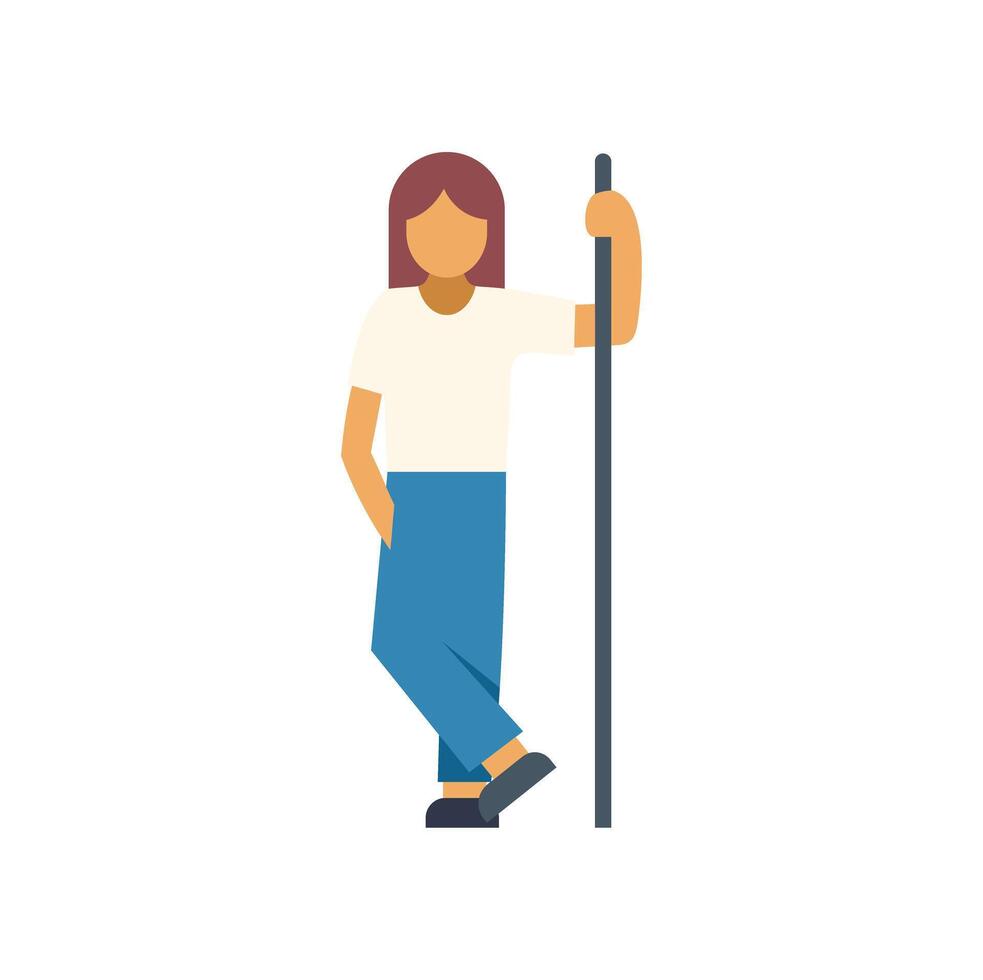 Passenger waiting for subway, bus or tram, holding the handrail vector