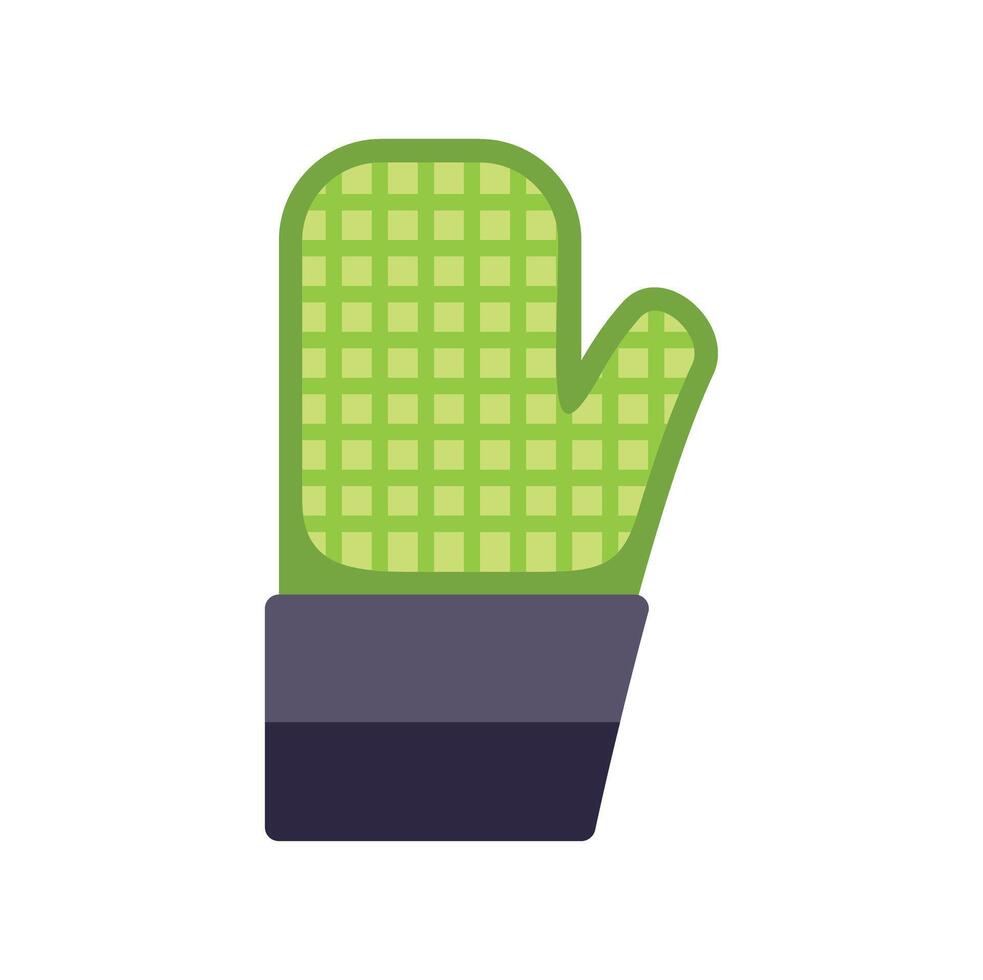 Green oven mitt resembling cactus in pot, kitchen safety and desert vibes vector