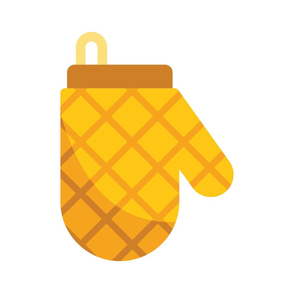 Yellow oven mitt protecting hands while cooking or baking vector