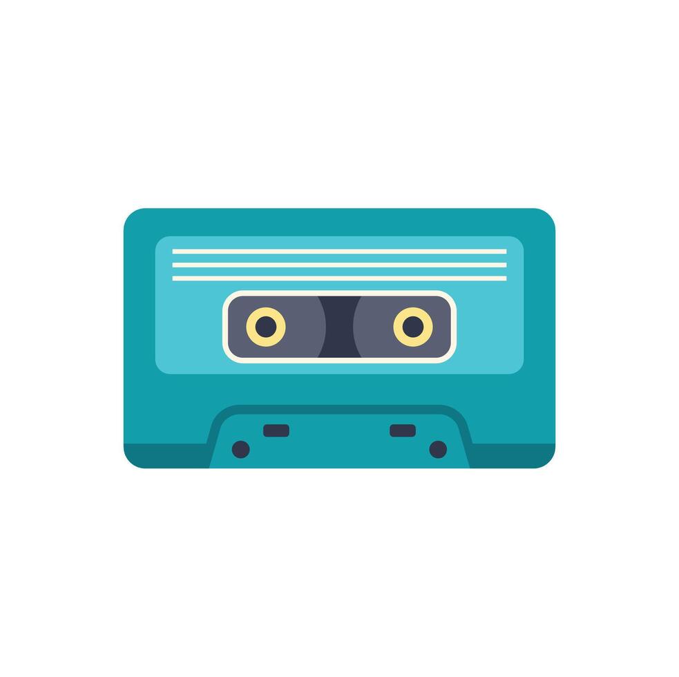 Turquoise audio cassette evoking nostalgia for retro music players vector