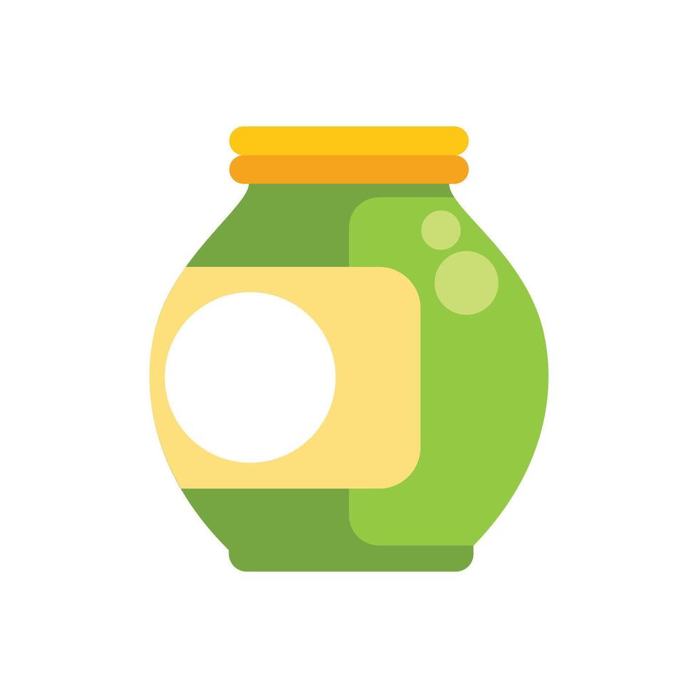 Green jar with yellow label and blank space for logo vector