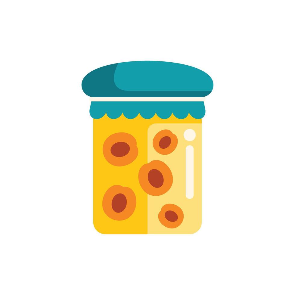 Glass jar preserving apricot compote isolated on white background vector