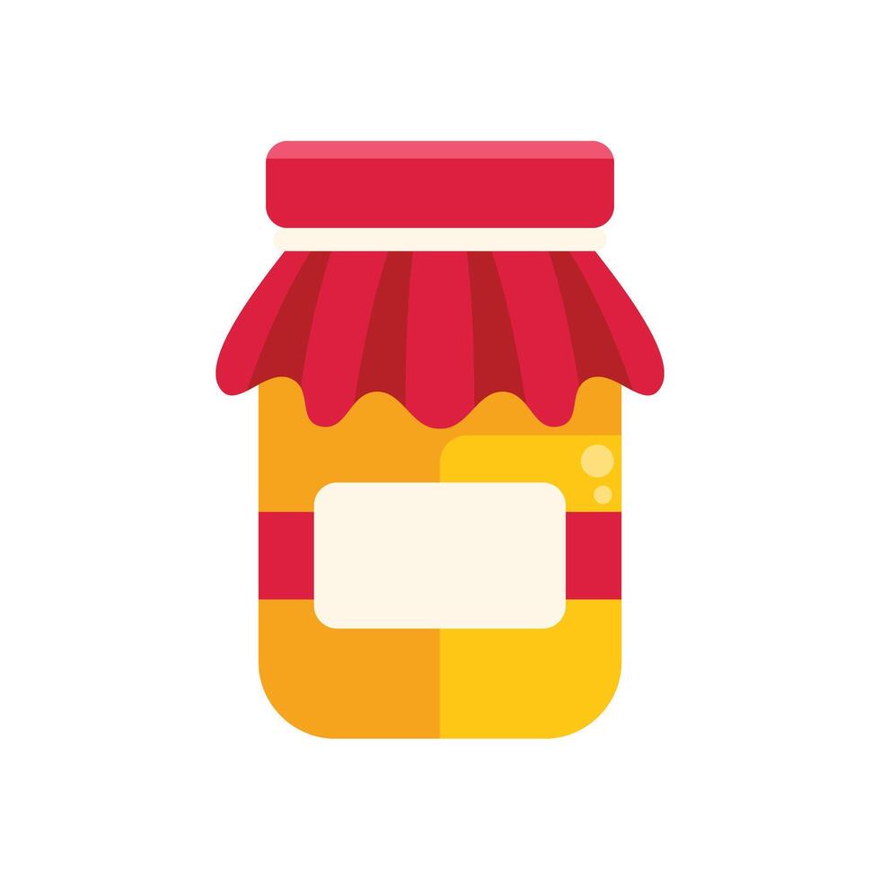 Glass jar with red cloth and blank label containing honey or jam vector