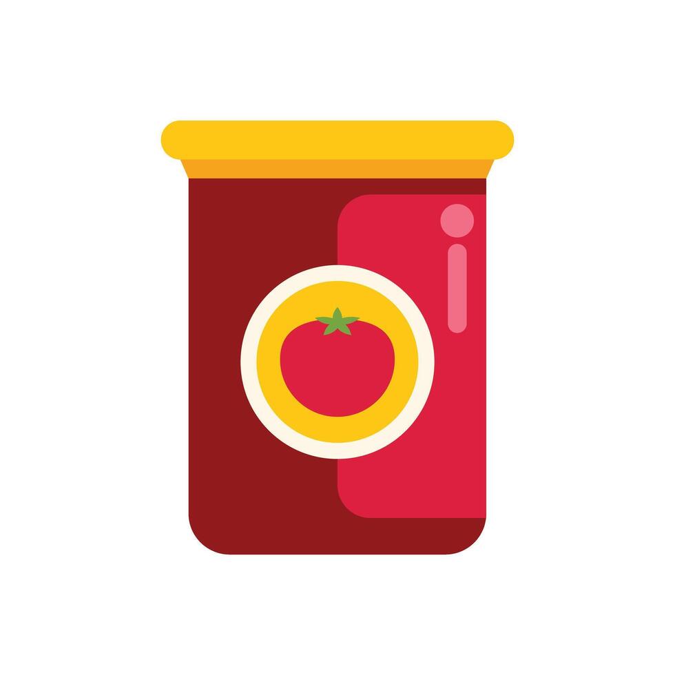 Tomato paste or puree glass jar packaging preserving tomatoes vector