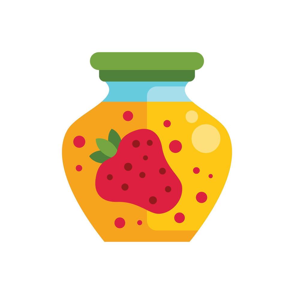 Glass jar with strawberry jam and seeds preserving delicious flavor vector
