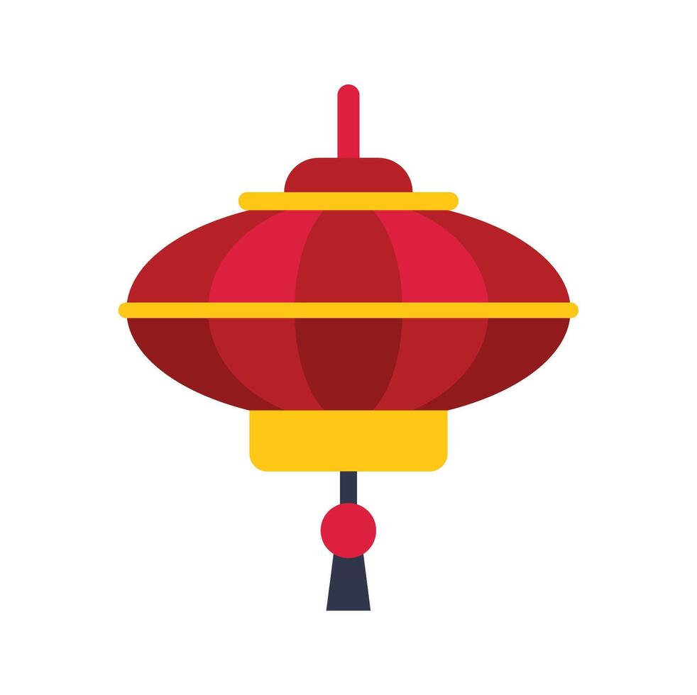 Red chinese paper lantern hanging with tassel celebrating lunar new year vector
