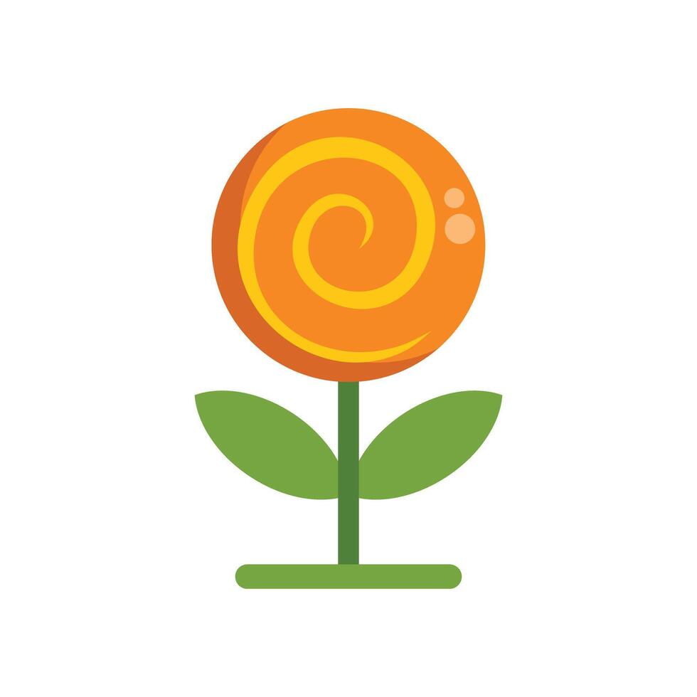 Orange lollipop flower growing on white background vector