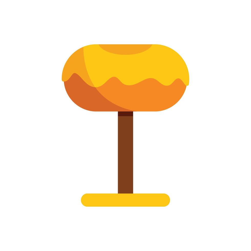 Caramel apple on a stick being dipped in a candy coating or caramel vector