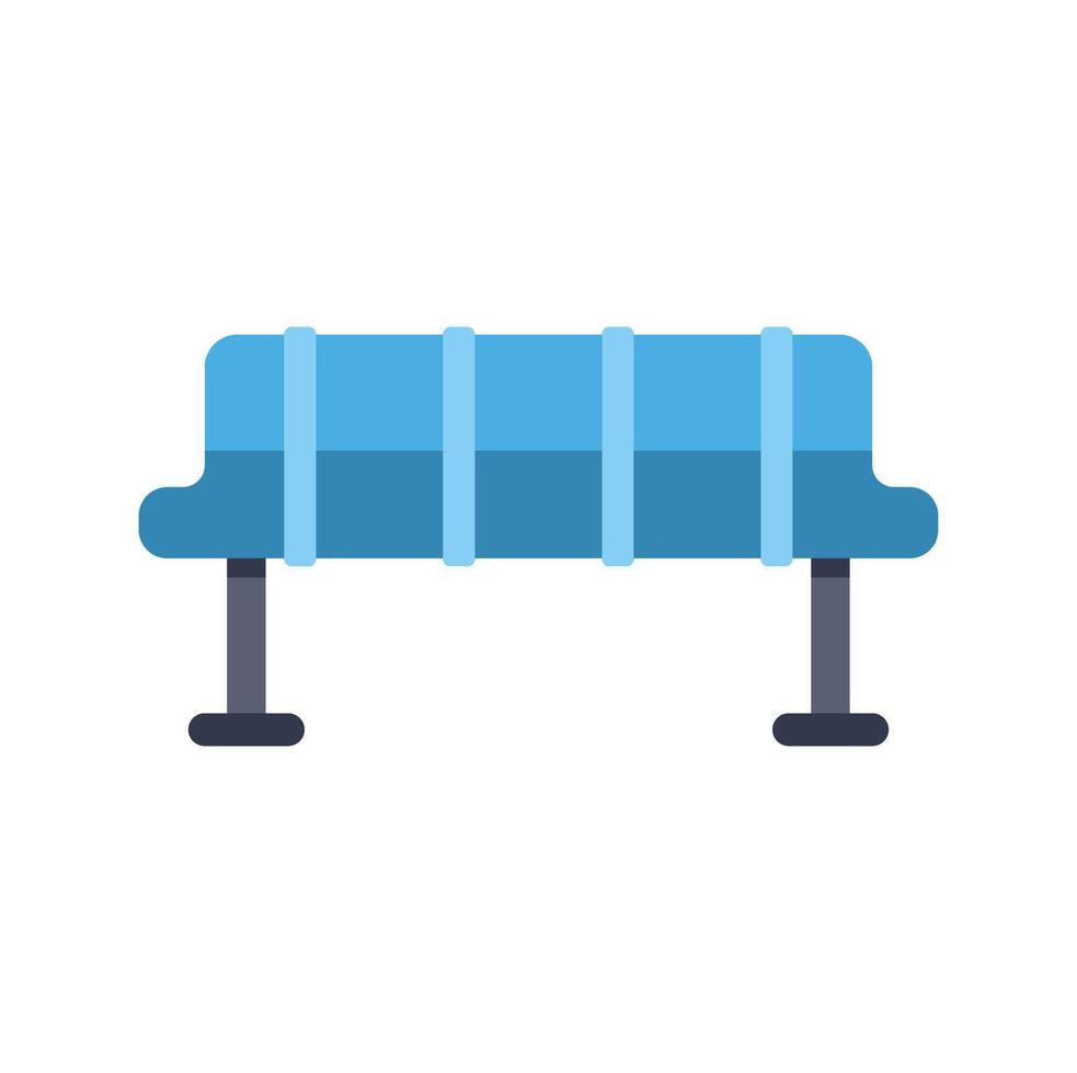 Empty blue plastic bench in waiting room or airport terminal vector