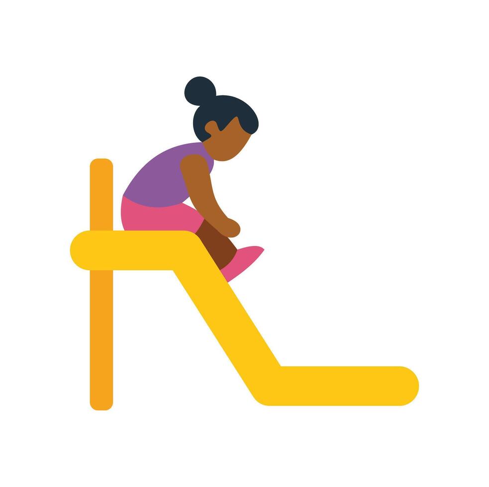Little girl preparing to slide down playground slide, childhood joy and recreation vector