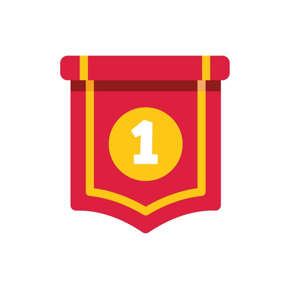 Red pennant featuring number one representing victory and success vector