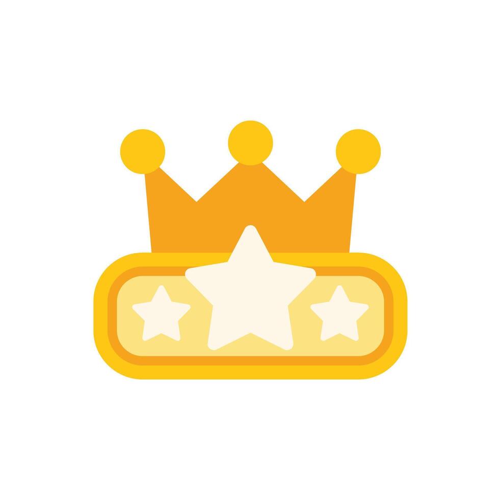 Golden crown with three stars representing top quality and excellence vector