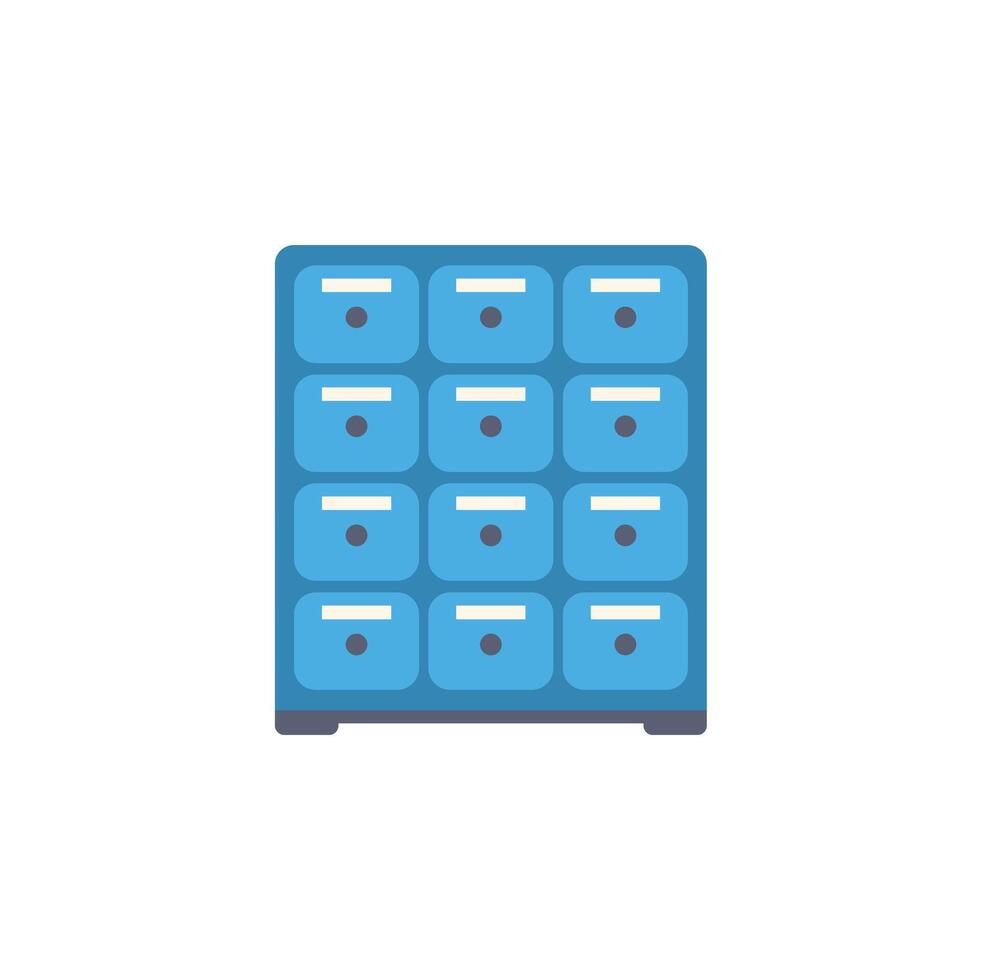 Blue lockers showing organization and security in a public space vector