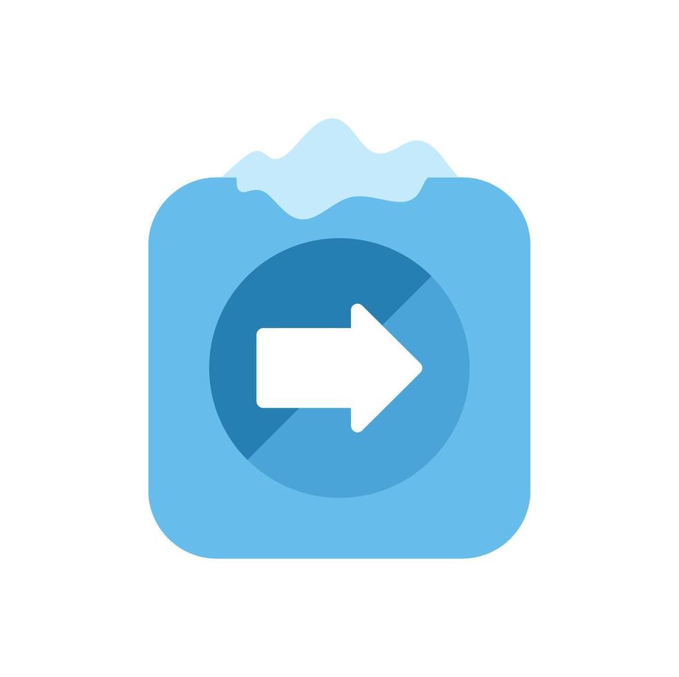 Blue rounded square button showing white arrow pointing right vector