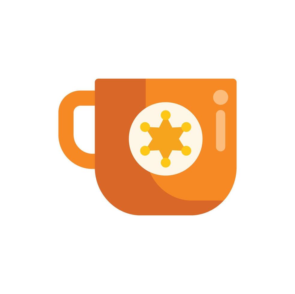 Orange mug showing sheriff star badge, justice and coffee break concept vector